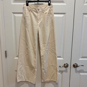 Uniqlo Women's Cream Wide-Leg Jeans